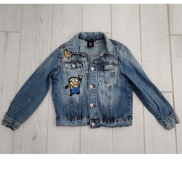 Despicable Me Other - Despicable Me Minions Denim Jacket Kids Size 7-8 Boy Girl Blue Yellow Banana